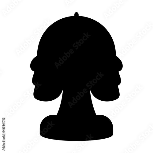 Abstract Silhouette of a TwoFaced Figure with a Rounded Top