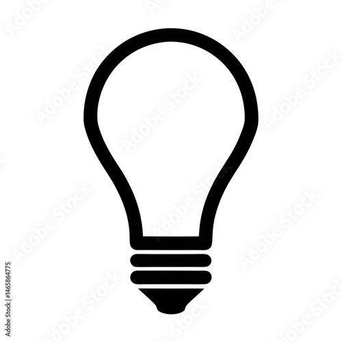 Simple Black and White Light Bulb Icon Graphic Design Illustration Image