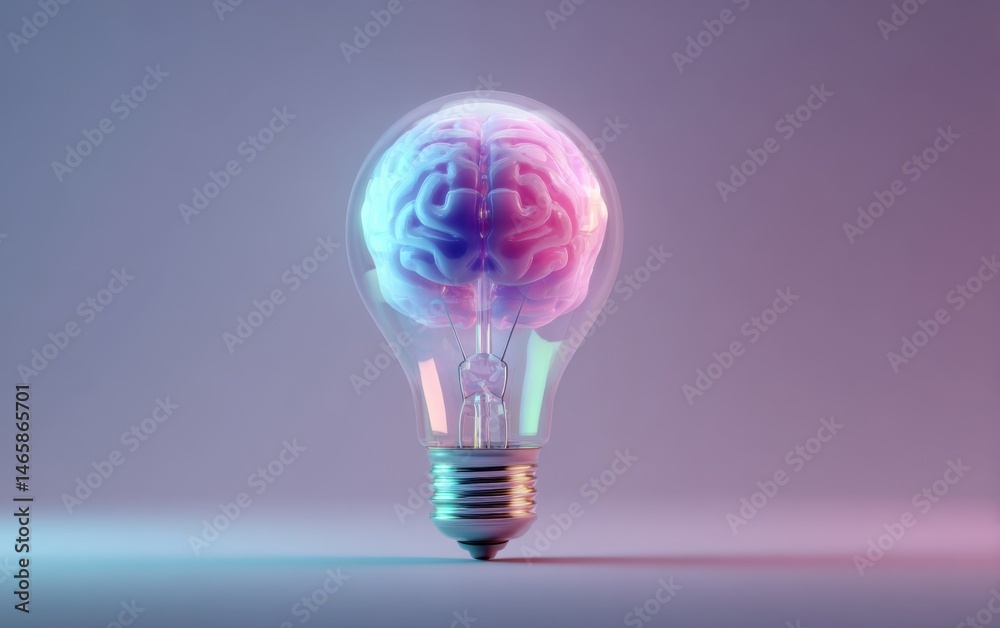 Brain inside light bulb concept image Brain inside light bulb concept image