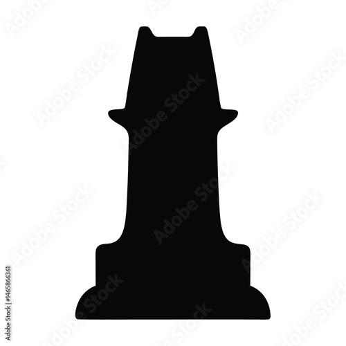 Black Silhouette of a Chess Rook Piece Game Strategy Tower Icon