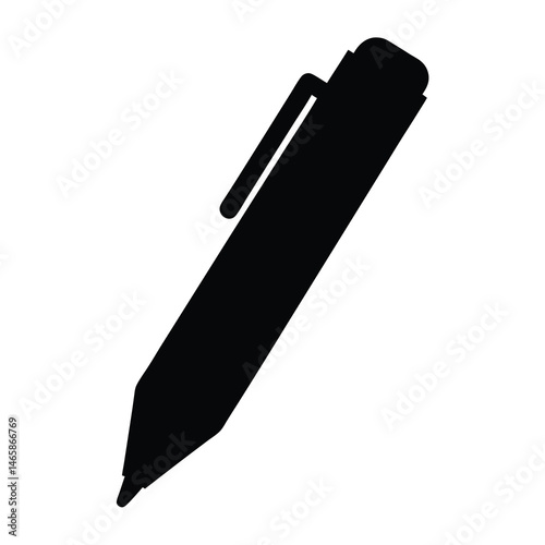 Simple Black Silhouette of a Pen Writing Utensil Office Supply Stationery Item