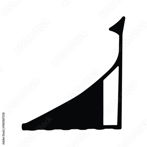 Black and white image of a ramp a slide or a waterslide a simple illustration
