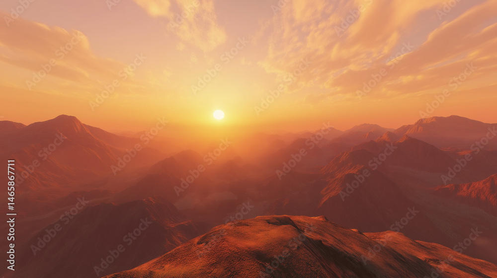 Naklejka premium sunset in the mountains