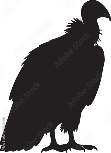 black vulture silhouette standing isolated clip art preview