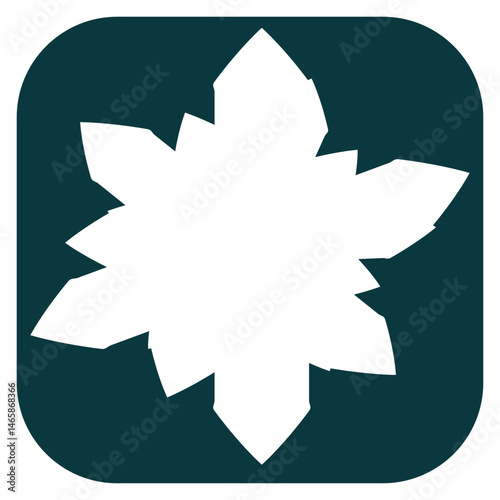 white multi-pointed star on a dark blue background