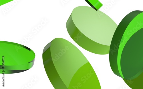 Abstract 3D Rendering of Floating Green Discs
