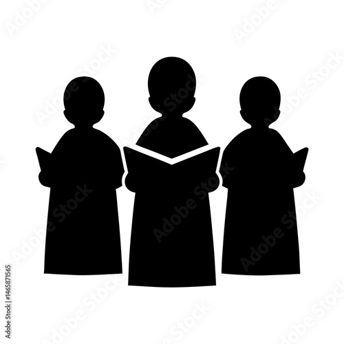 Silhouette of a choir group singing from books in unison together