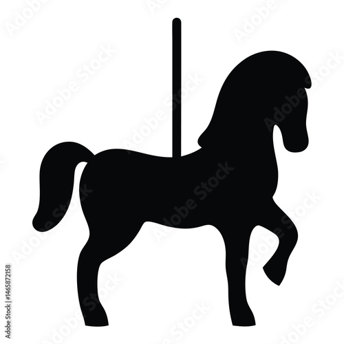 Silhouette of a classic carousel horse, a nostalgic and whimsical design element