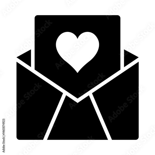 heart letter glyph icon delivering sweet message