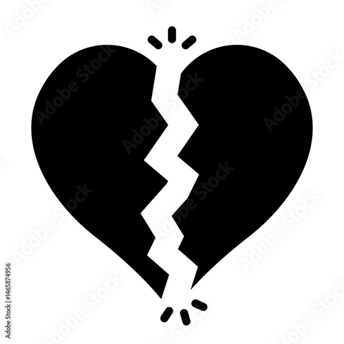 heartbreak glyph icon with cracked love symbol