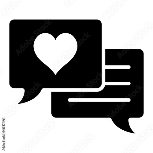 love chat glyph icon showing romantic conversation