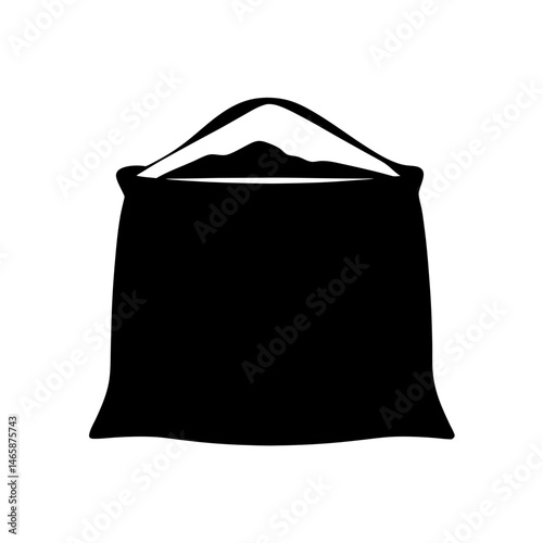 Stylized black silhouette of a filled sack or bag with handles