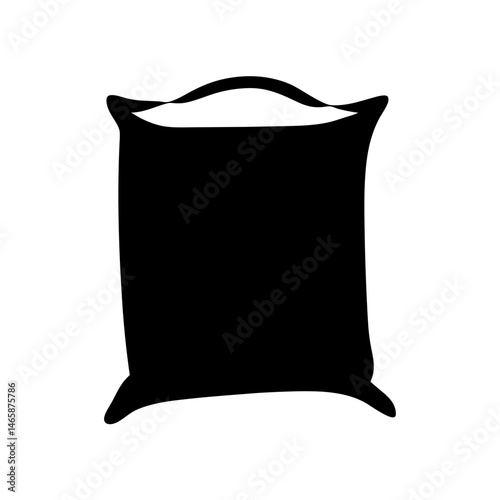Minimalist Silhouette of a Bag or Pillow Design on White Background