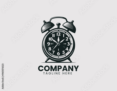 Retro Design Classic Alarm Clock Vector Logo Design, Vintage Style Classic Alarm Clock Logo Vector