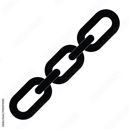 A black and white illustration of a chain with three links