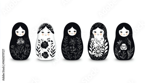 Black and white nesting dolls