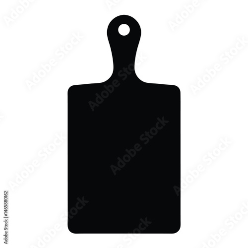 Simple black chopping board silhouette with handle for easy food preparation