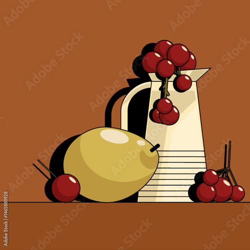 A minimalist still life illustration featuring everyday objects arranged aesthetically. Perfect for editorial, print, and web use. Created in vector format with clean lines and a modern look.