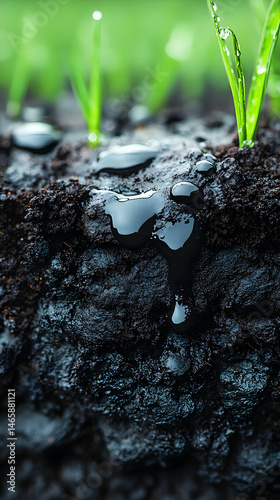 Oil Spill on Soil Realistic Image