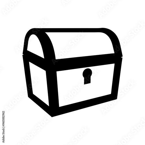 Stylized Treasure Chest Silhouette with Keyhole, Ready for Adventure and Hidden Treasures