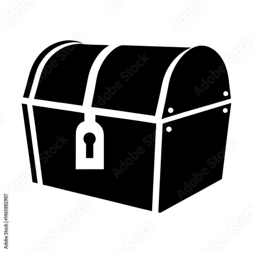 Monochromatic Treasure Chest Illustration of a Locked Container for Valuable Items