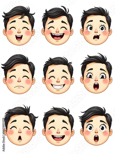 A collage of a man's face displaying various emotions, including happiness, sadness, anger, and surprise