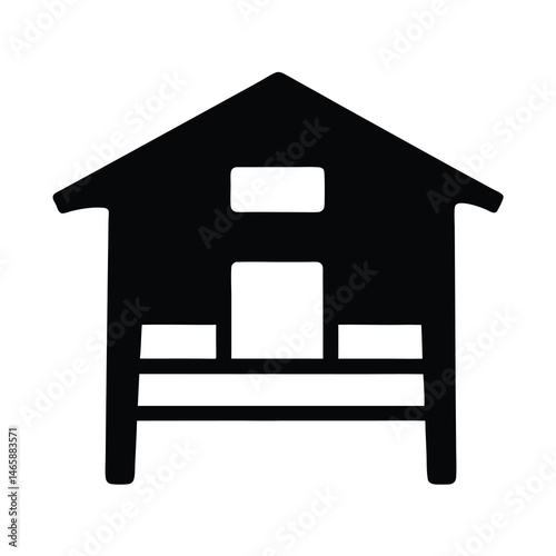 Abstract Barn Graphic with a Display Shelf and Farmhouse Aesthetic