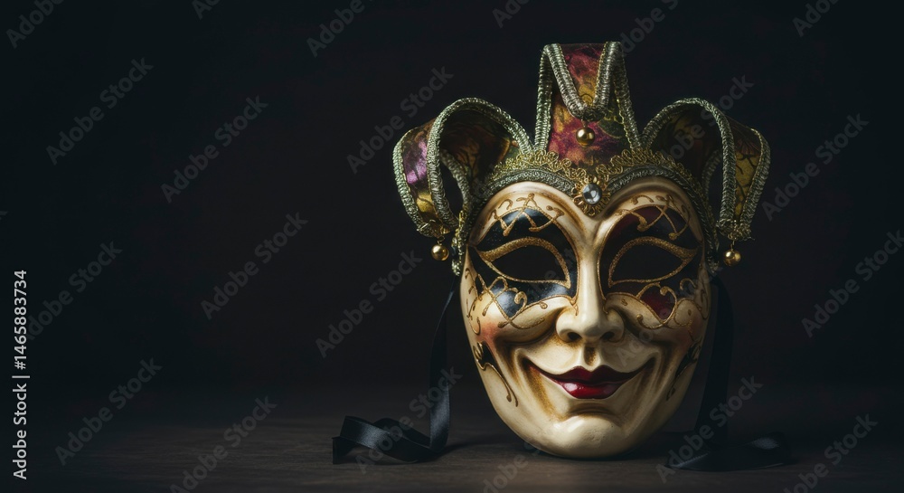 Naklejka premium Venetian carnival mask close-up