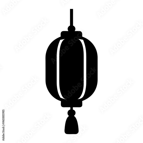 Stylized Asian Paper Lantern Silhouette, Symbol of Festivities and Celebration