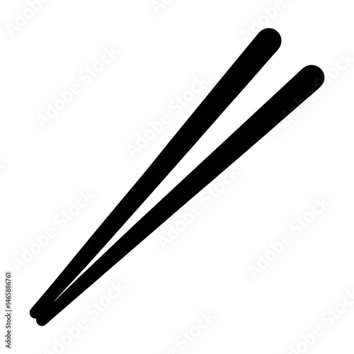 Simple illustration of a pair of black chopsticks on a white background