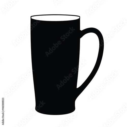 Silhouette of a Tall Black Coffee Mug on a White Background