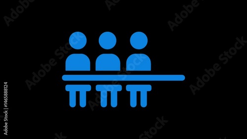 Animated icon of a group of people sitting at a table in a meeting