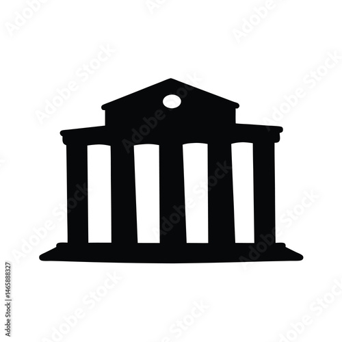 Silhouette of classical building with columns representing education and government