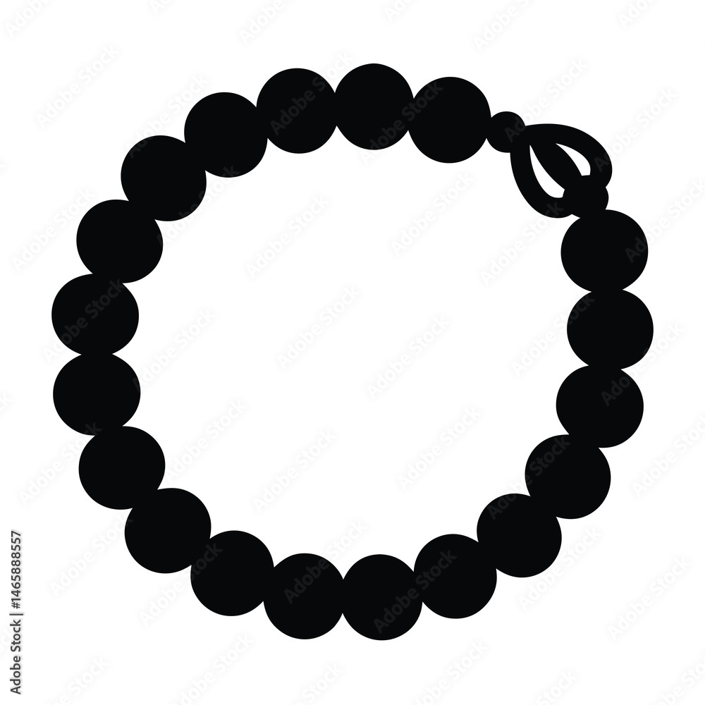 Obraz premium Black bead bracelet with unique knot as a closure on white background