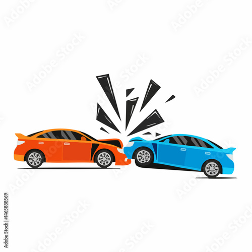 Vector illustration of a car collision. Vector Image