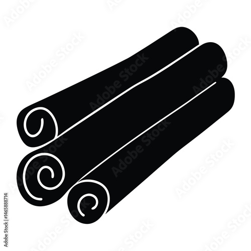Elegant black and white minimalist illustration of cinnamon sticks spice ingredient