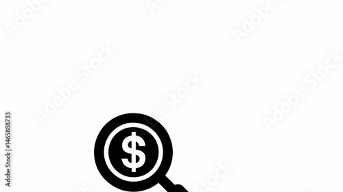 Animated Magnifying Glass Revealing Dollar Sign Financial Analysis Concept