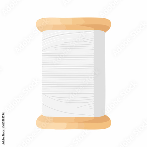 Spool of thread on wooden bobbin. Vector Image