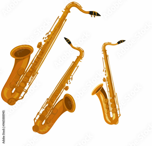 Saxophone Illustration Set. Vector Image