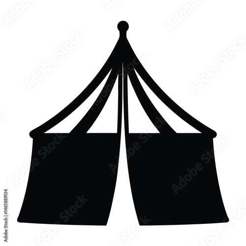 Monochrome illustration of a circus tent or pavilion with basic structure