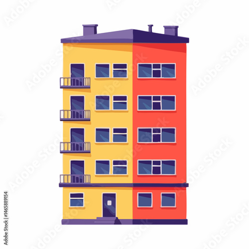 Multi-story apartment building vector illustration. Vector Image