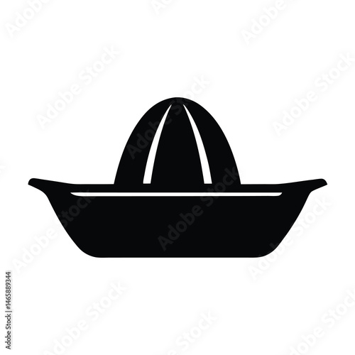 Simple black silhouette of a citrus juicer on a white background