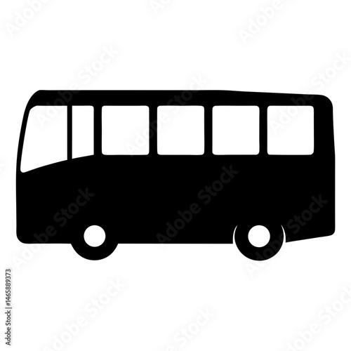 Silhouette of a city bus transporting people in a simple iconic design