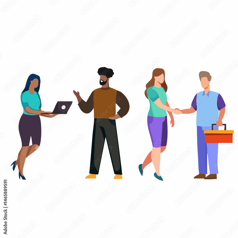 Fototapeta premium Diverse group of people interacting. Vector Image