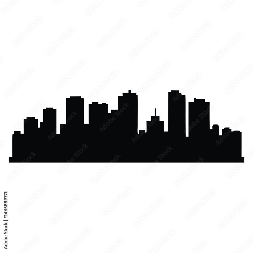Fototapeta premium A Detailed Silhouette Depicting an Urban Cityscape on a White Background