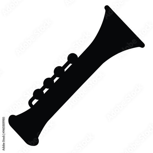 Silhouette of a clarinet showing its shape and the key mechanism