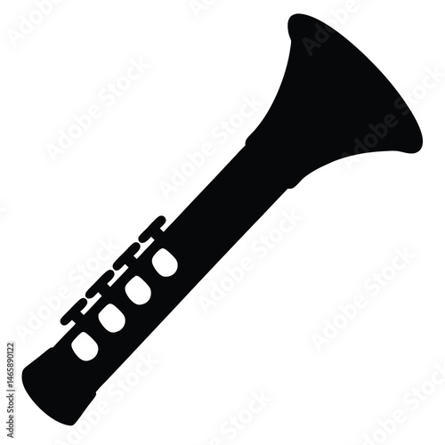 Black silhouette of a soprano clarinet, a woodwind musical instrument