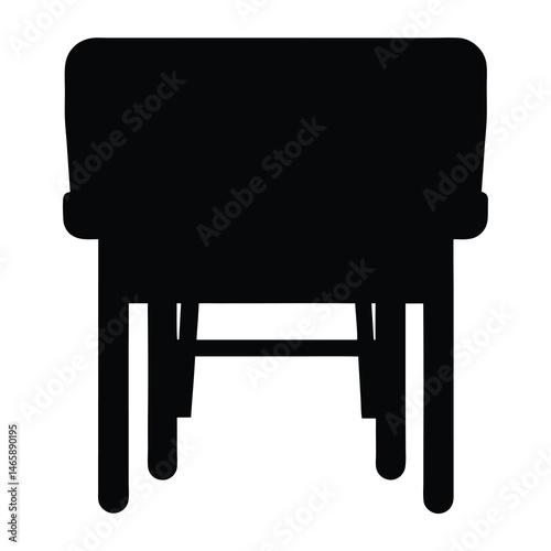 Silhouette of a classic vintage chair with rounded corners and sturdy legs