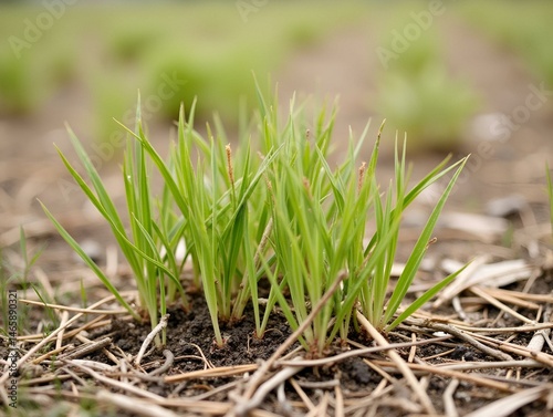 grass growing in the dried ground