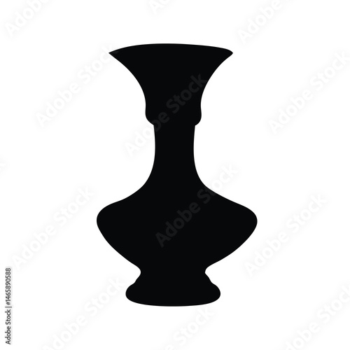 A striking silhouette of a traditional ceramic vase against a white background